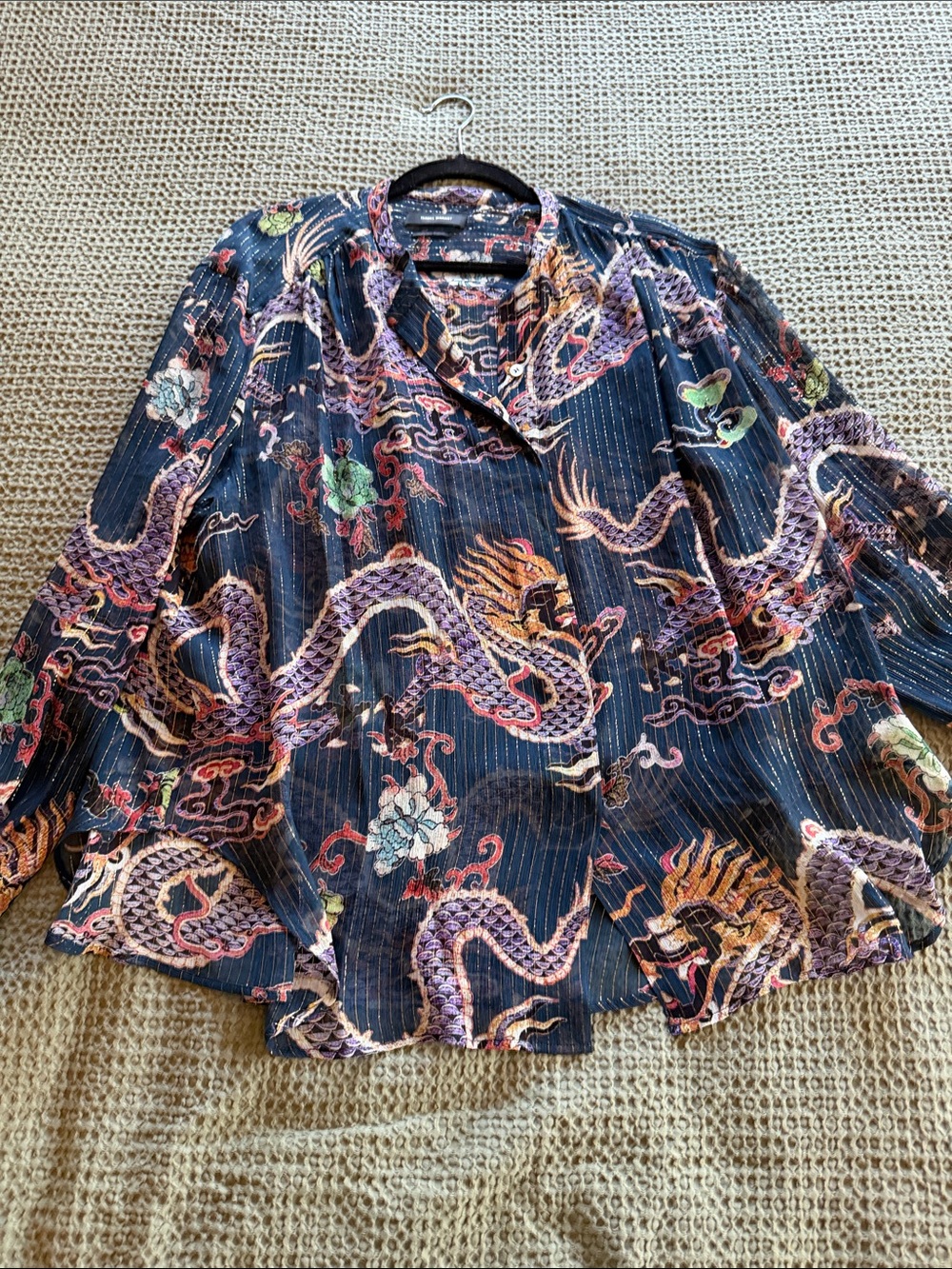 Isabel Marant Women’s Navy Print Button-Up Top